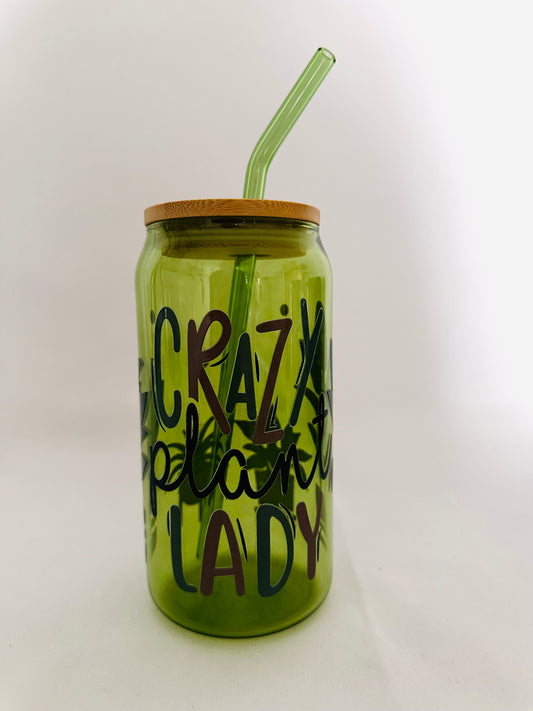 Crazy Plant Lady Glass Can